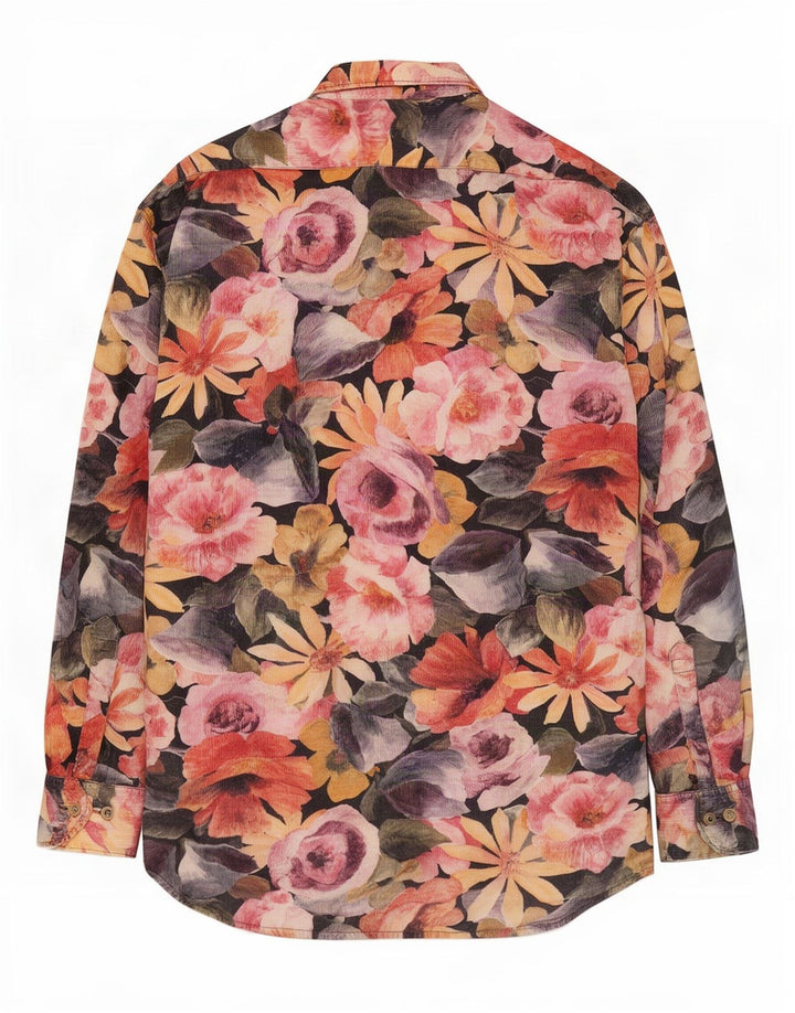 Ingro Rose Herre fløjlsskjorte Stor flerfarvet blomster