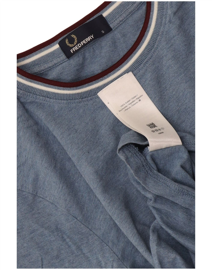 Fred Perry Herre T-Shirt Top Lille Blå Bomuld