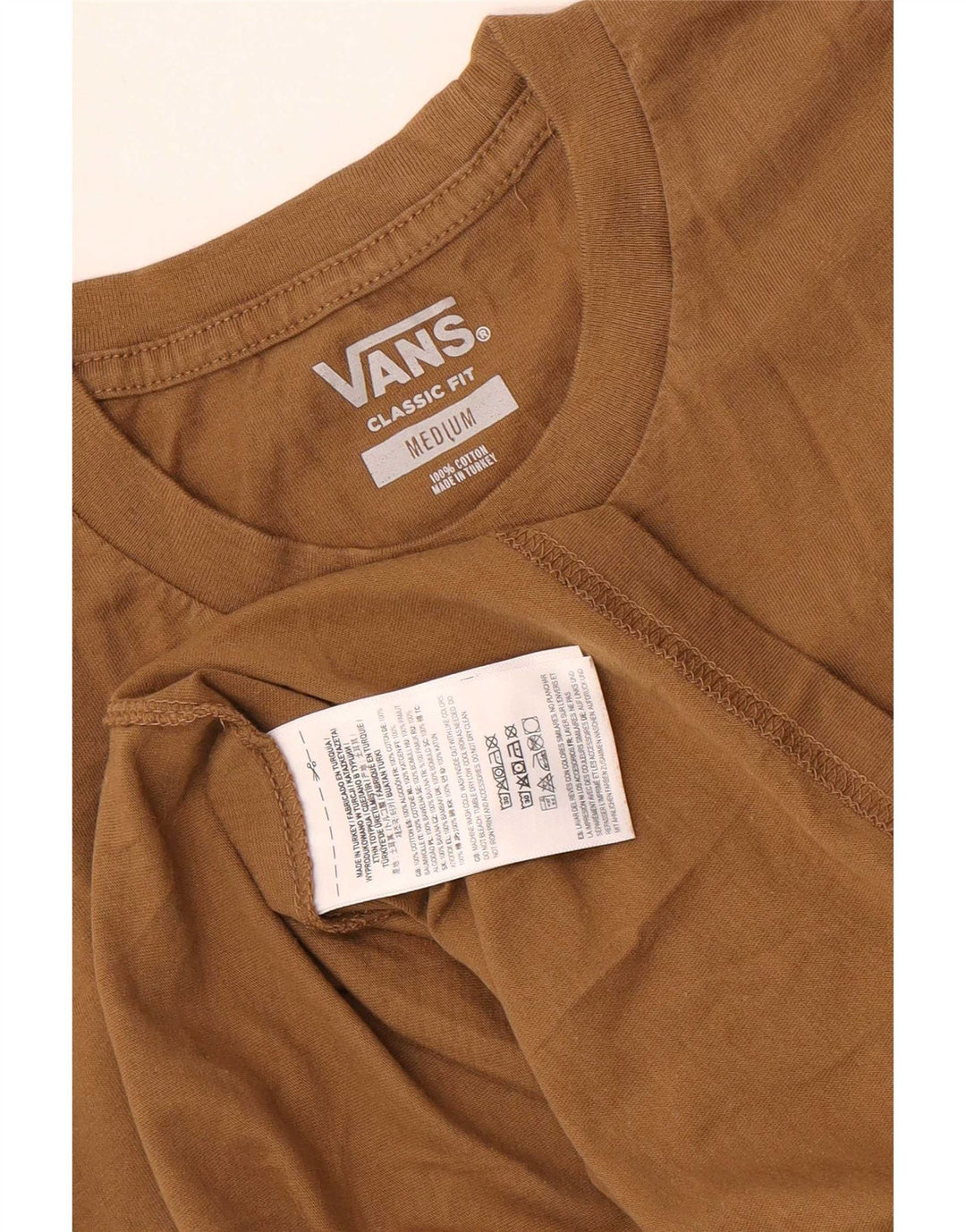 Vans Herre Classic Fit Grafisk T-Shirt Top Medium Beige Bomuld