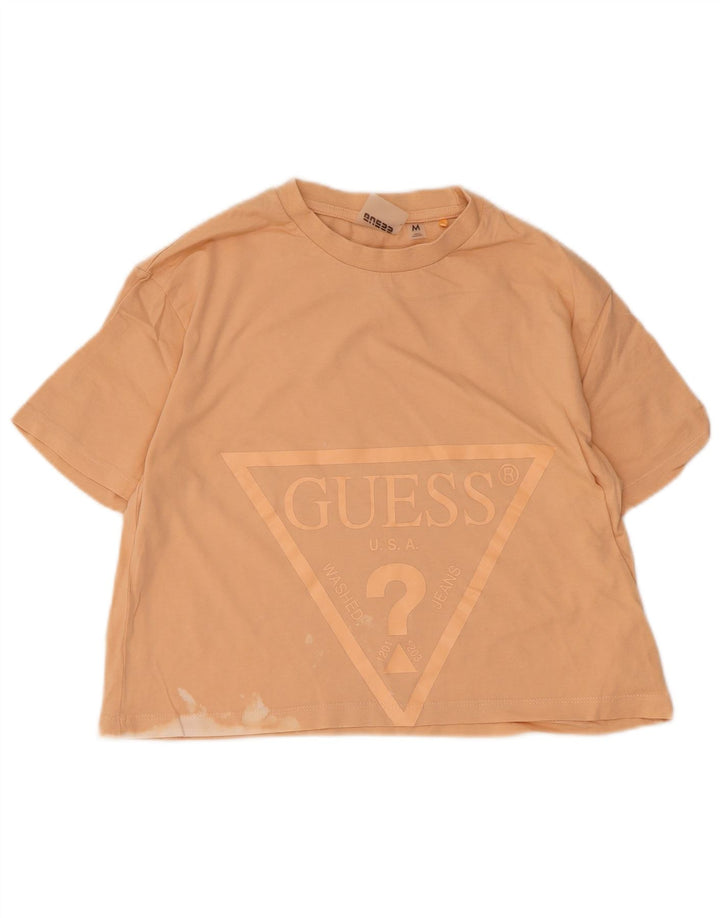 Guess Womens Crop Graphic T-Shirt Top UK 12 Medium Orange