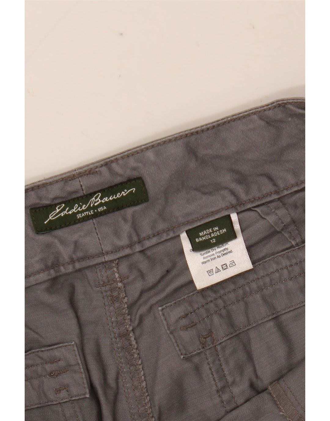 EDDIE BAUER Straight Cargo Bukser til kvinder US 12 Large W35 L30 Grå Bomuld