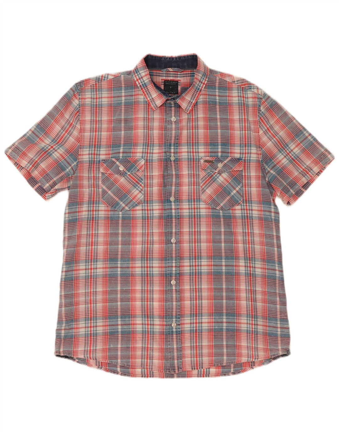 Guess kortærmet herreskjorte XL flerfarvet plaid bomuld