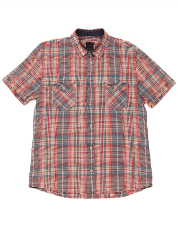 Guess kortærmet herreskjorte XL flerfarvet plaid bomuld