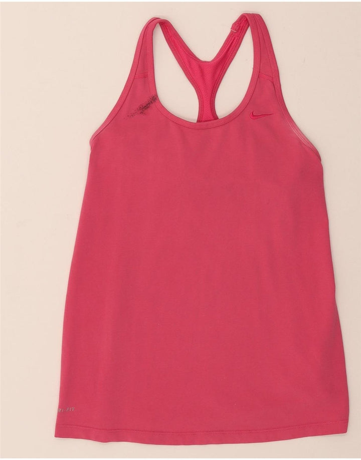 NIKE Womens Dri Fit Vest Top UK 12 Medium Pink Cotton Vintage Nike and Second-Hand Nike from Messina Hembry 
