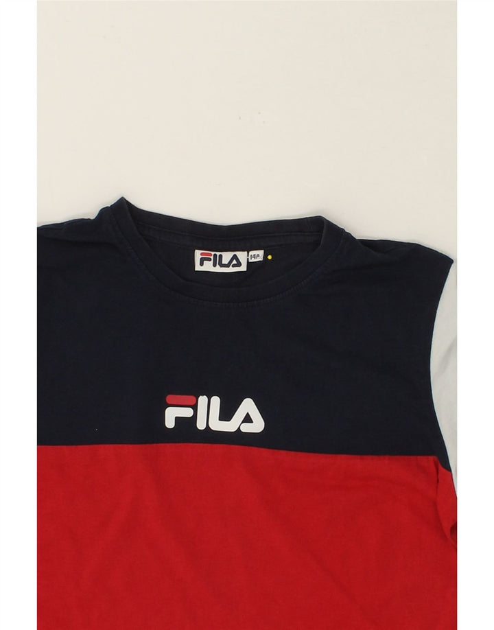 FILA Boys Graphic T-Shirt Top 13-14 Years Red Colourblock Vintage Fila and Second-Hand Fila from Messina Hembry 