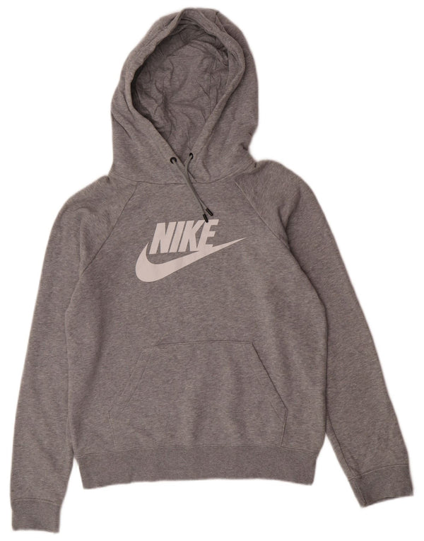 Nike Dame Grafisk Oversized Hoodie Jumper UK 10 Small Grey Bomuld