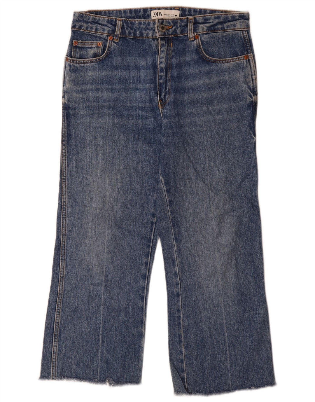 Zara Dame Cropped Jeans EU 36 XS W26 L26 Blå