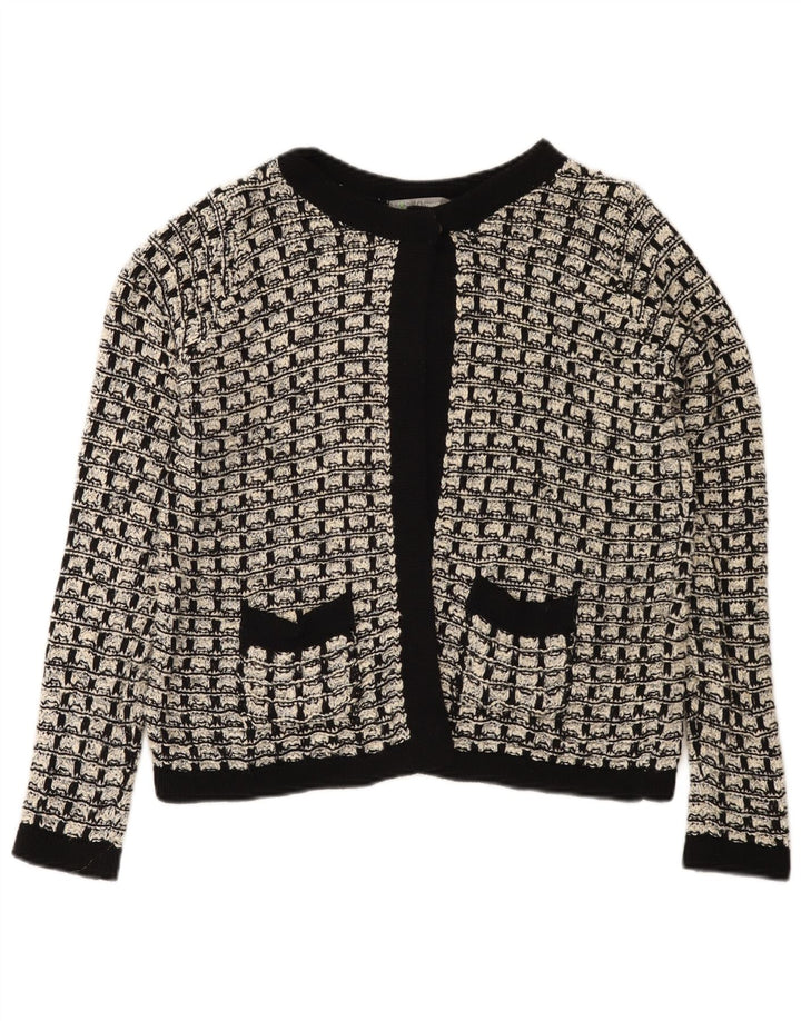 Marks & Spencer Dame Cardigan Sweater UK 12 Medium Black Ternet Bomuld