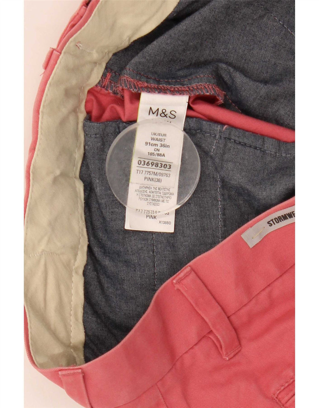 Marks & Spencer Herre Chino Shorts W36 Large Pink Bomuld