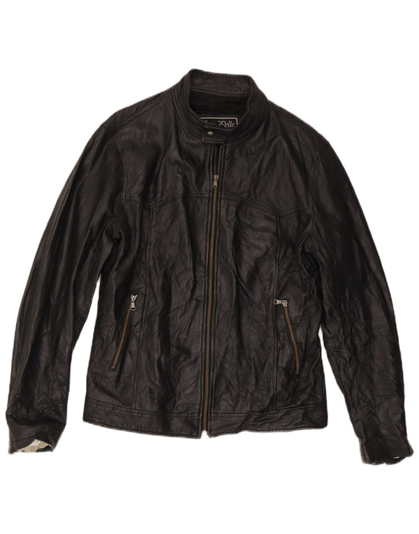 Vintage Herre Læderjakke UK 38 Medium Sort Læder