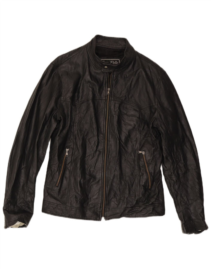 Vintage Herre Læderjakke UK 38 Medium Sort Læder