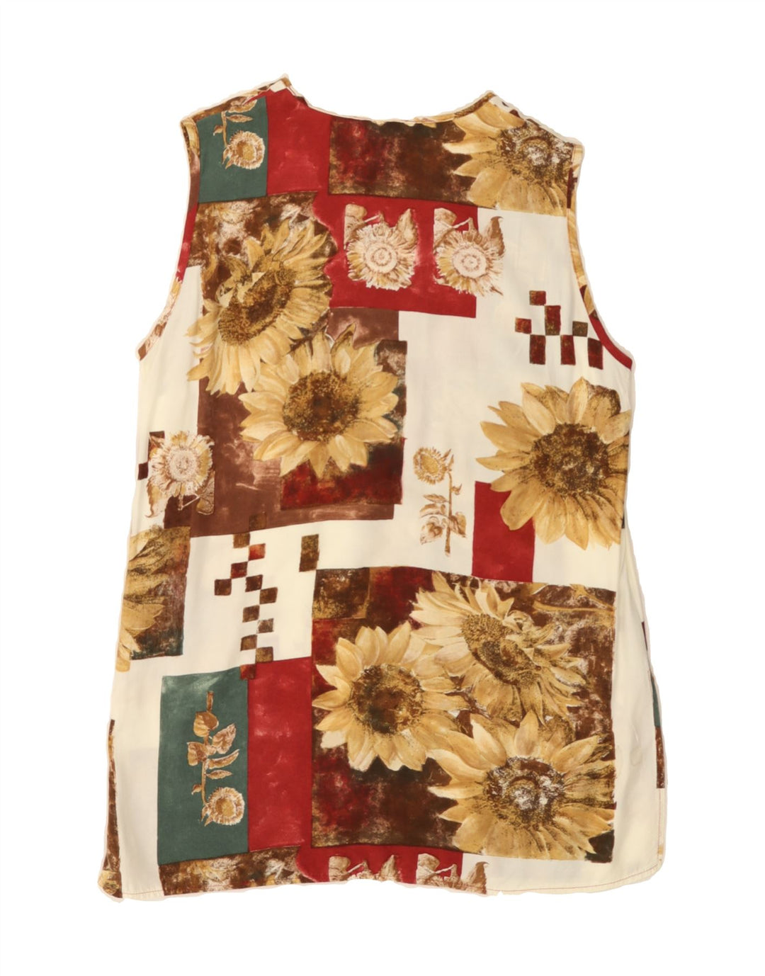 VINTAGE Womens Sleeveless Blouse Top UK 12 Medium Multicoloured Floral Vintage Vintage and Second-Hand Vintage from Messina Hembry 