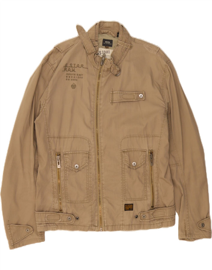 G-STAR Mens 3301 Bomber Jacket UK 44 2XL Beige Cotton Vintage G-Star and Second-Hand G-Star from Messina Hembry 