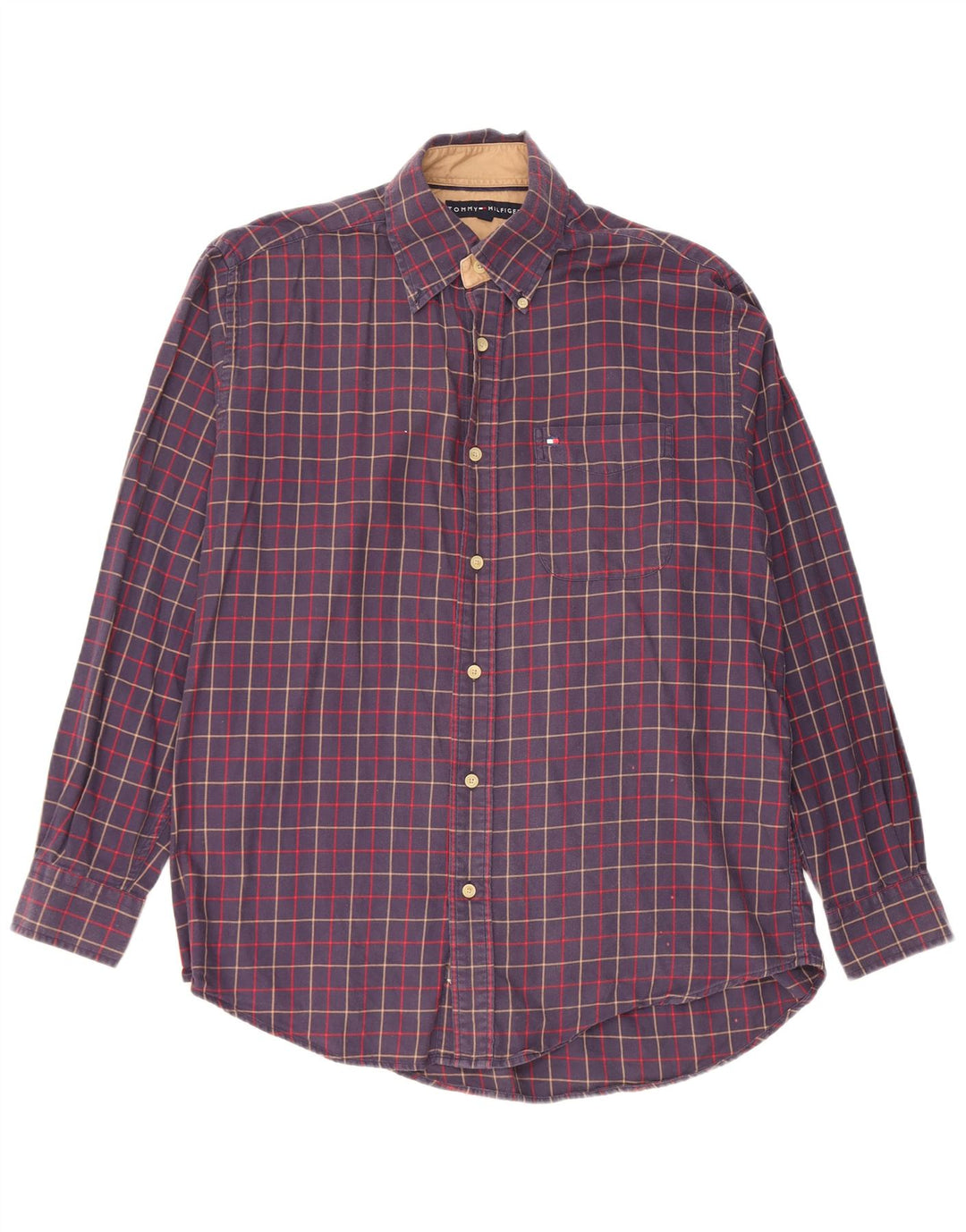Tommy Hilfiger Flannelskjorte til mænd Lille marineblå ternet bomuld