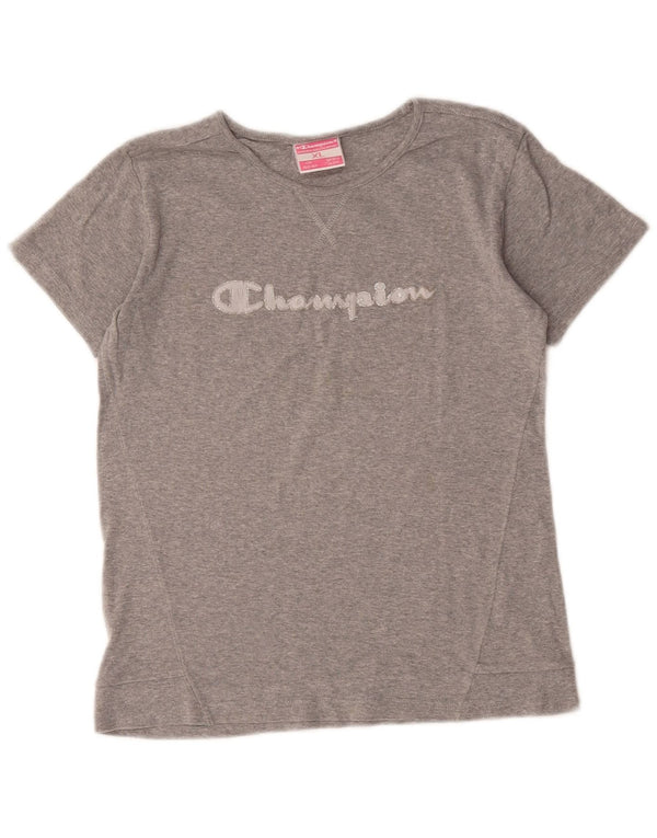 Champion piger grafisk t-shirt top 13-14 år XL grå flækket bomuld