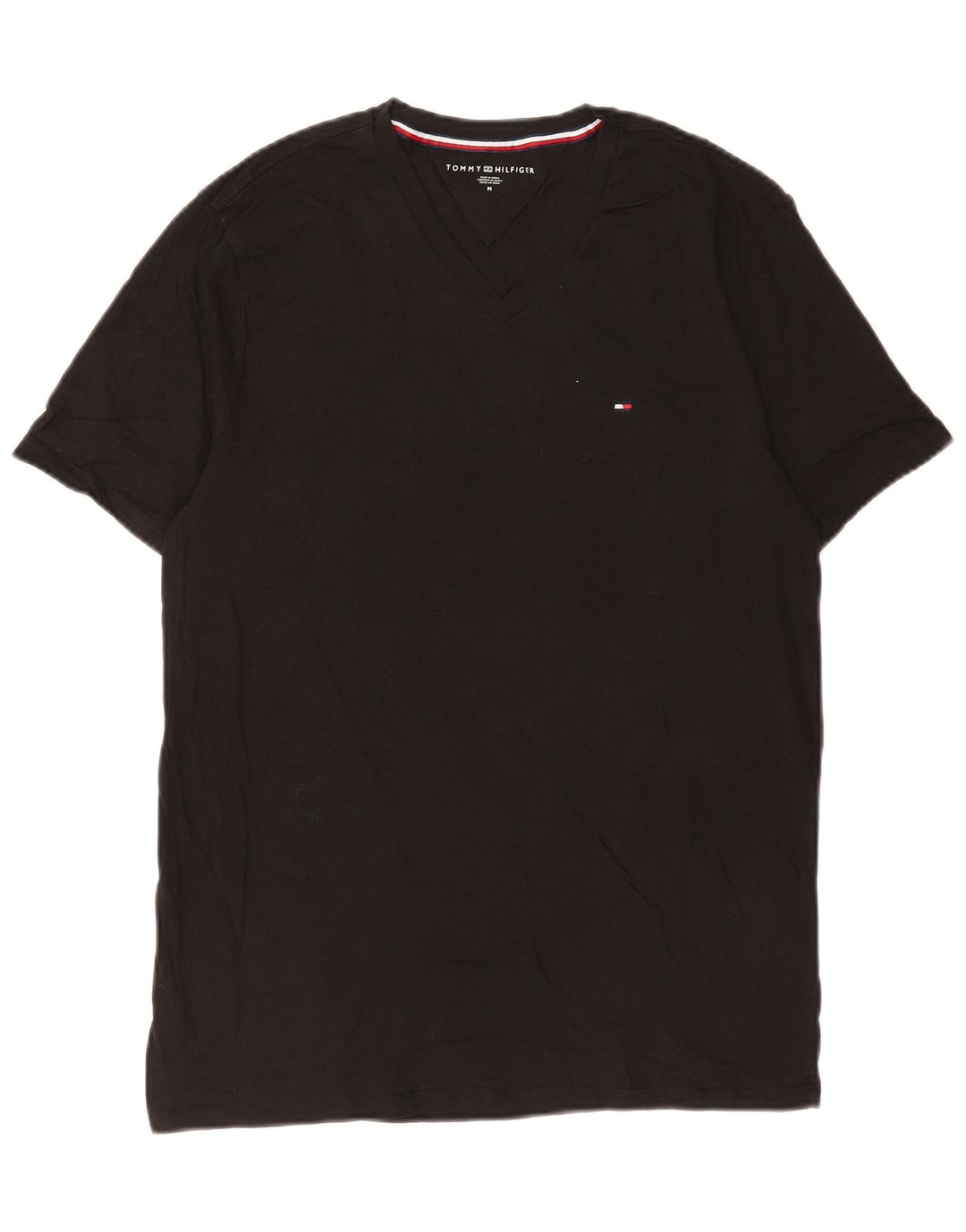 Tommy Hilfiger Herre T-Shirt Top Medium Sort Bomuld