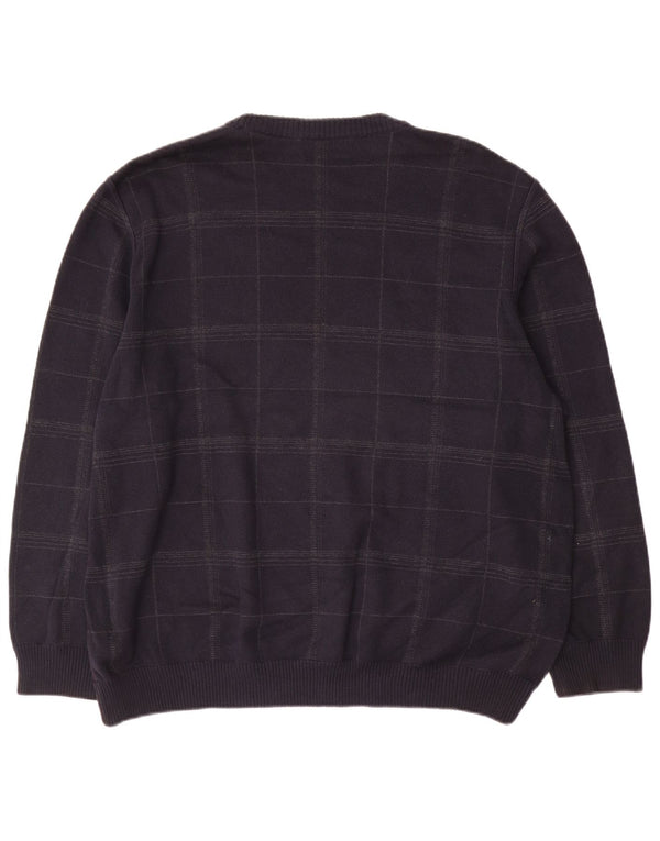 Marks & Spencer Herre sweater med rund hals XL marineblå ternet bomuld