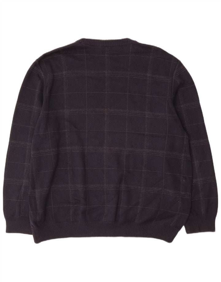 Marks & Spencer Herre sweater med rund hals XL marineblå ternet bomuld