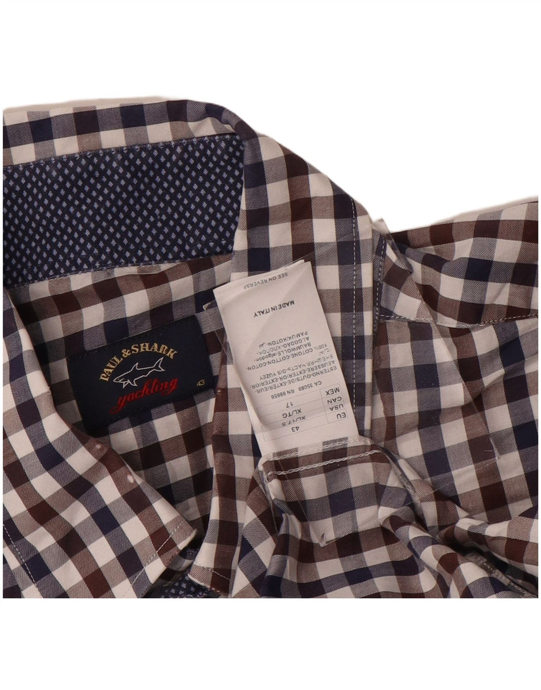 Paul & Shark Herre Yachting Shirt Størrelse 43 Stor flerfarvet Gingham Cotton