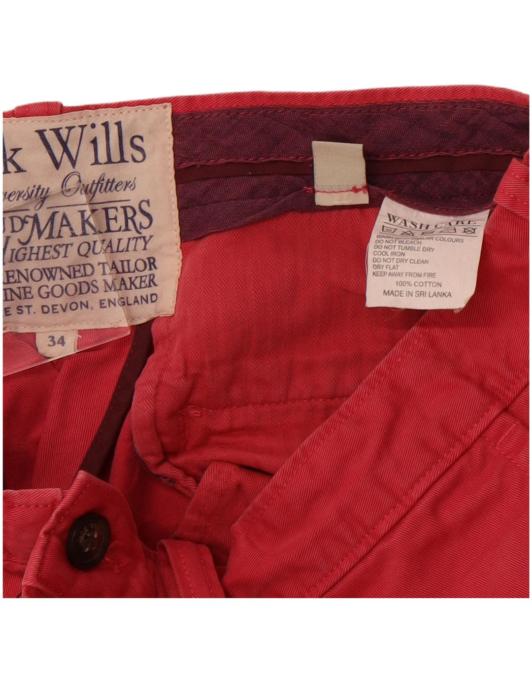 Jack Wills Herre Chino Shorts W34 Large Pink Bomuld