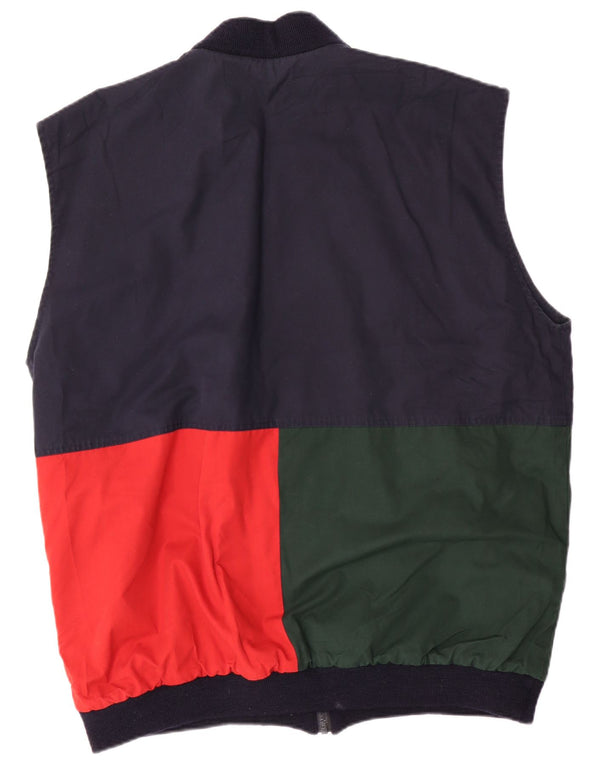 Vintage Herre vendbar Gilet UK 42 XL Navy Blue Colourblock