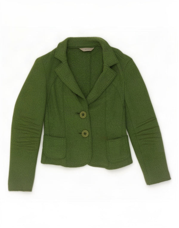 Marks & Spencer Dame 2 Button Blazer Jacket UK 10 Small Green Wool