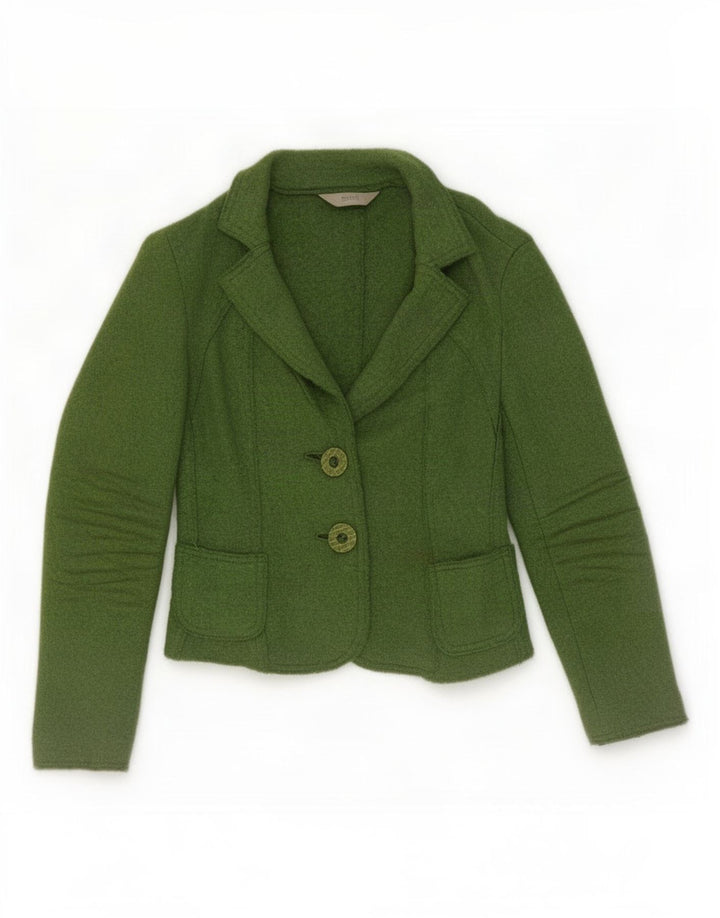 Marks & Spencer Dame 2 Button Blazer Jacket UK 10 Small Green Wool
