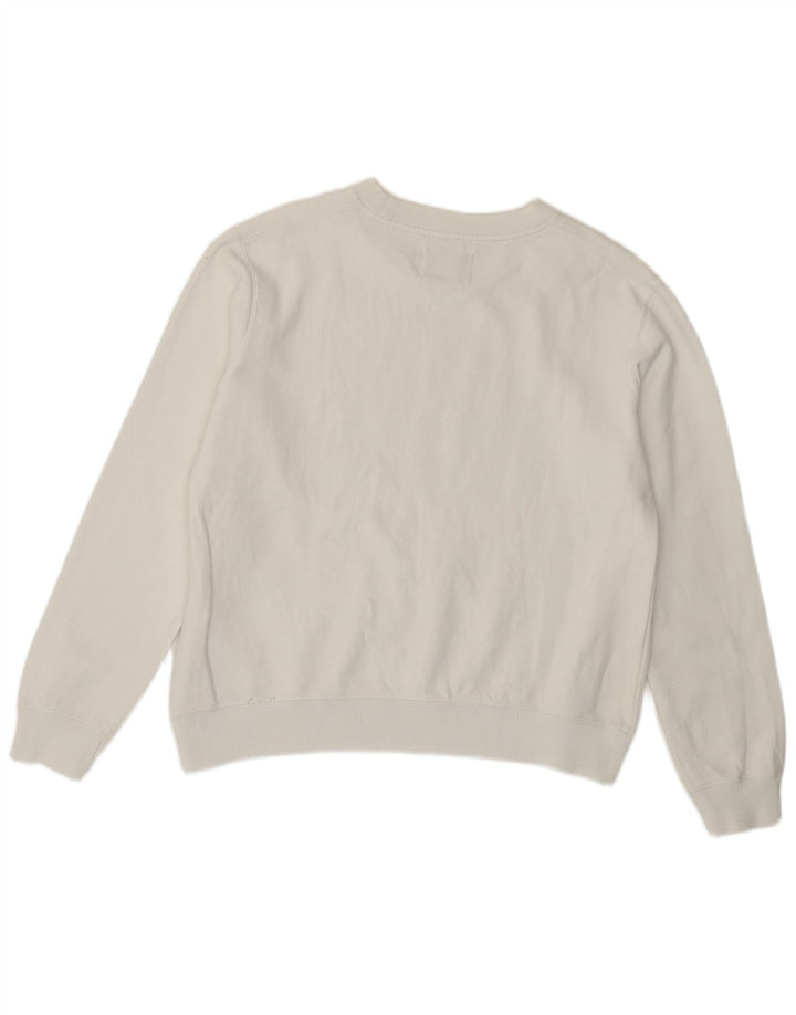 Calvin Klein Dame Grafisk Sweatshirt Jumper UK 10 Small White Bomuld