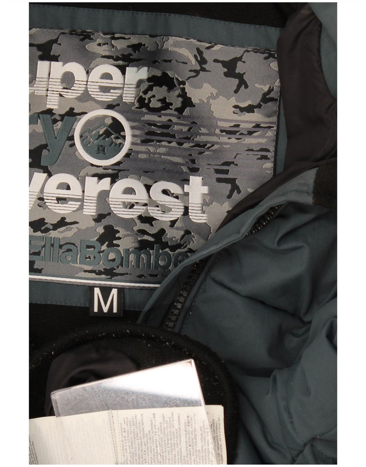 Superdry Bomber Polstret jakke med hætte til kvinder UK 14 Medium Blue Colourblock