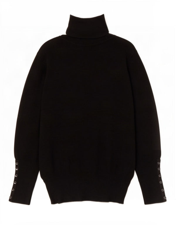 Zara Dame Roll Neck Jumper Sweater UK 14 Large Black Rayon