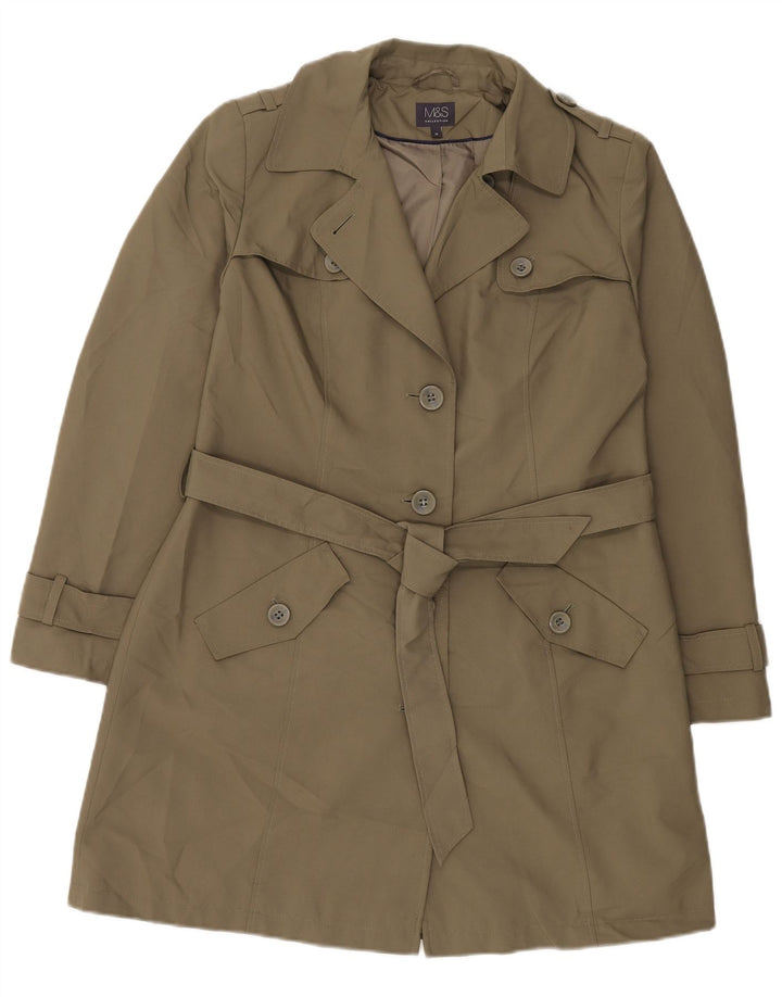 Marks & Spencer Trench Coat til kvinder UK 14 Stor Khaki Polyester