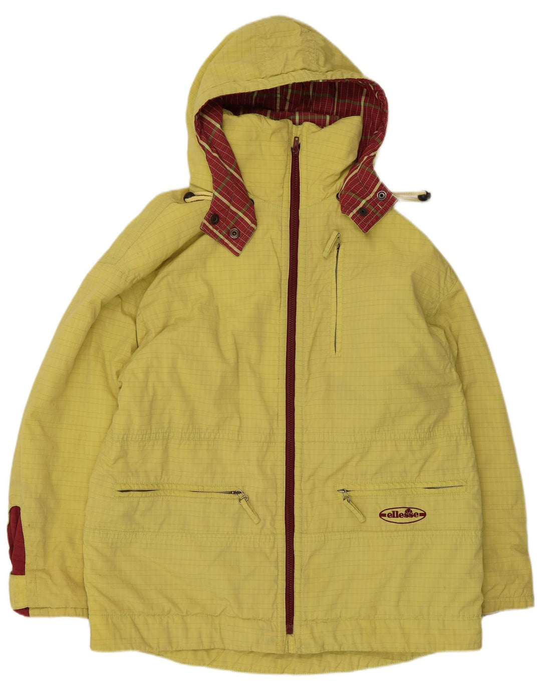Ellesse Dame Hooded Windbreaker Jacket UK 12 Medium Yellow Colourblock