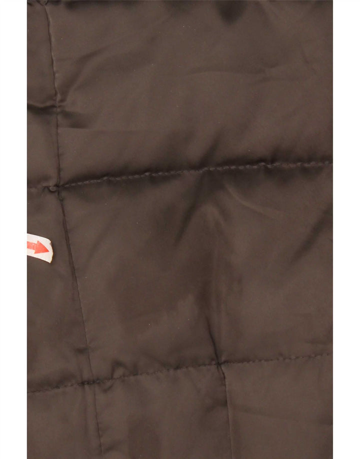 Zara Dame Hætte Polstret Frakke UK 12 Medium Brun Polyester