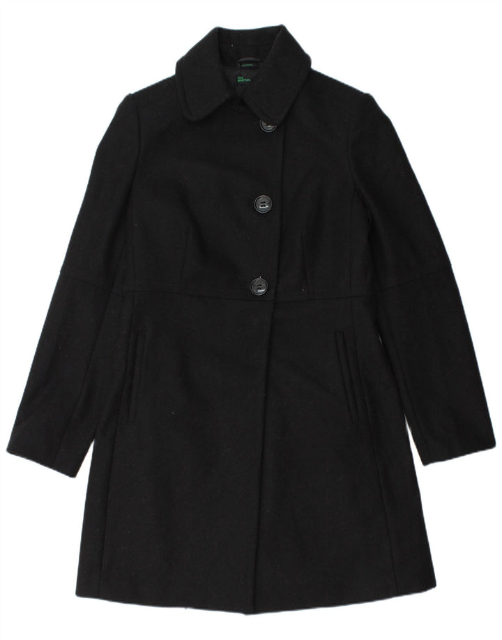 Benetton Dame Overfrakke IT 42 Medium Sort Uld