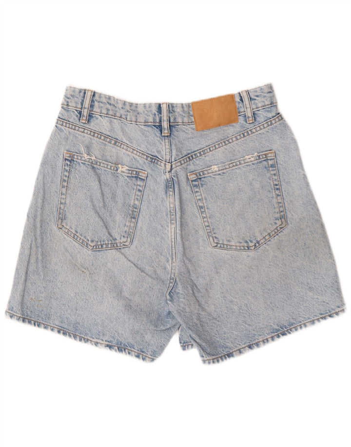 Zara Dame Denim Shorts EU 40 Medium W30 Blå Bomuld