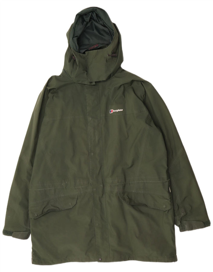 Berghaus Regnfrakke med hætte til mænd UK 44 2XL Grøn Polyester
