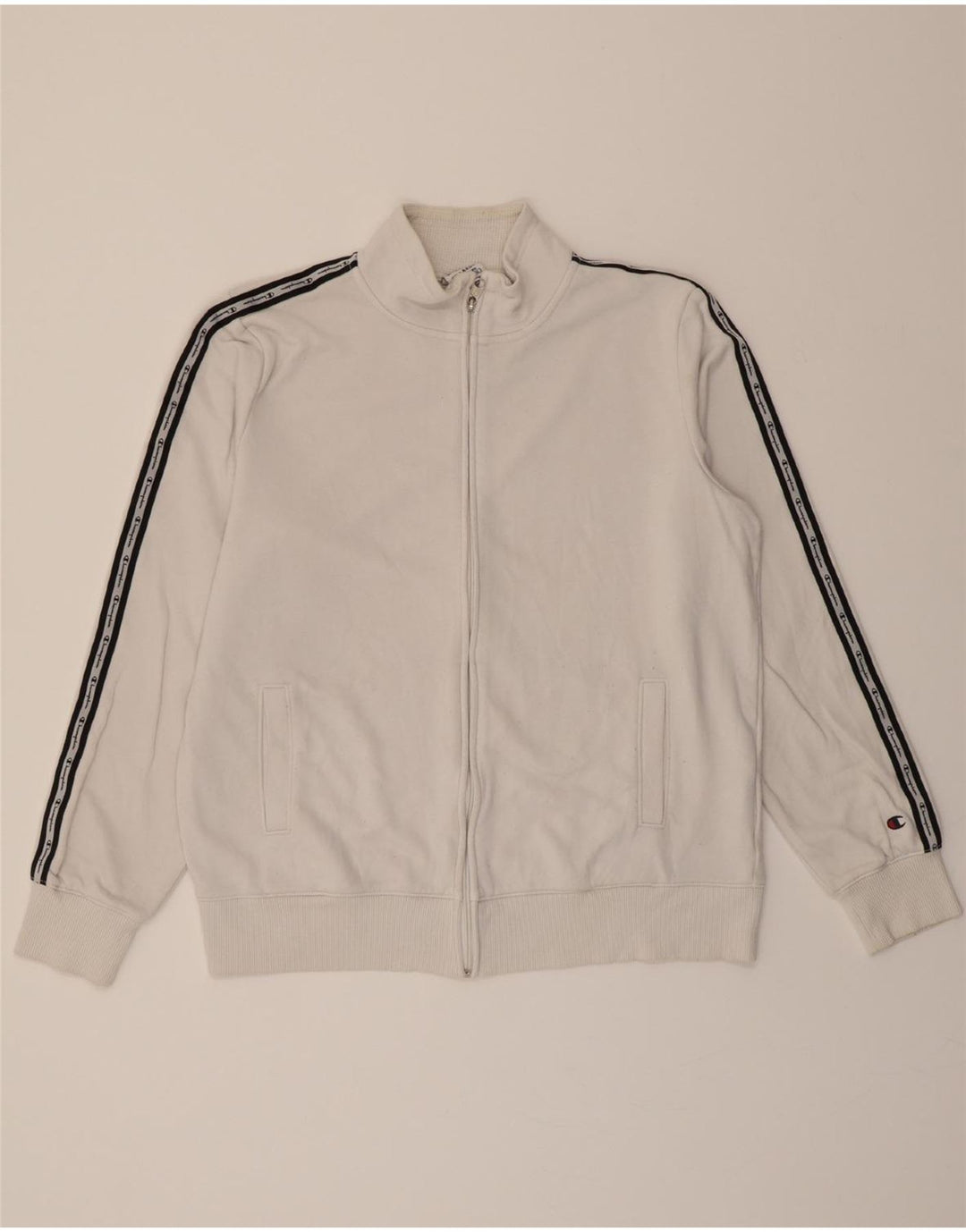 CHAMPION Womens Graphic Tracksuit Top Jacket UK 20 2XL White Cotton Vintage Champion and Second-Hand Champion from Messina Hembry 