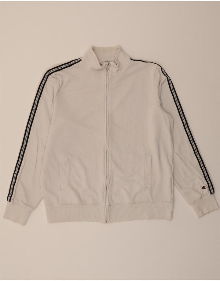 CHAMPION Womens Graphic Tracksuit Top Jacket UK 20 2XL White Cotton Vintage Champion and Second-Hand Champion from Messina Hembry 
