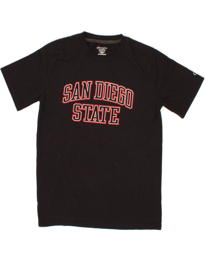 CHAMPION Boys Graphic T-Shirt Top 10-11 Years Large  Black Polyester Vintage Champion and Second-Hand Champion from Messina Hembry 