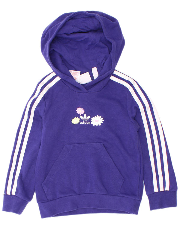 Adidas Grafisk hættetrøje til piger 5-6 år Lilla blomsterbomuld