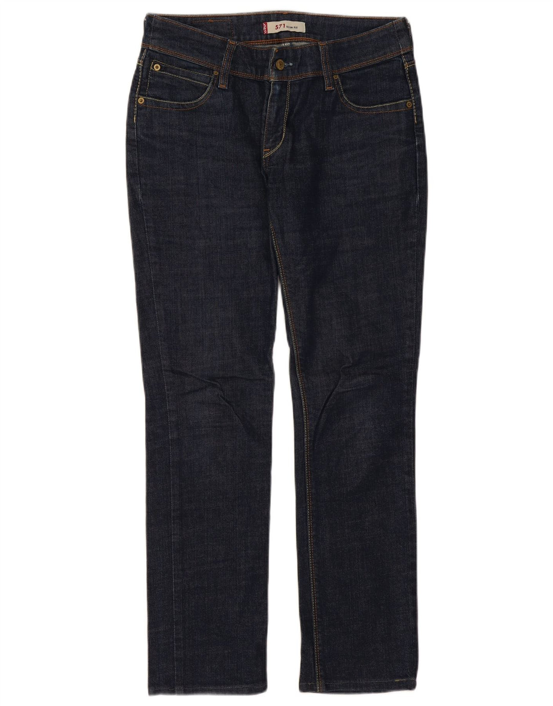 LEVI'S Dame 571 Slim Jeans W32 L30 Marineblå Bomuld