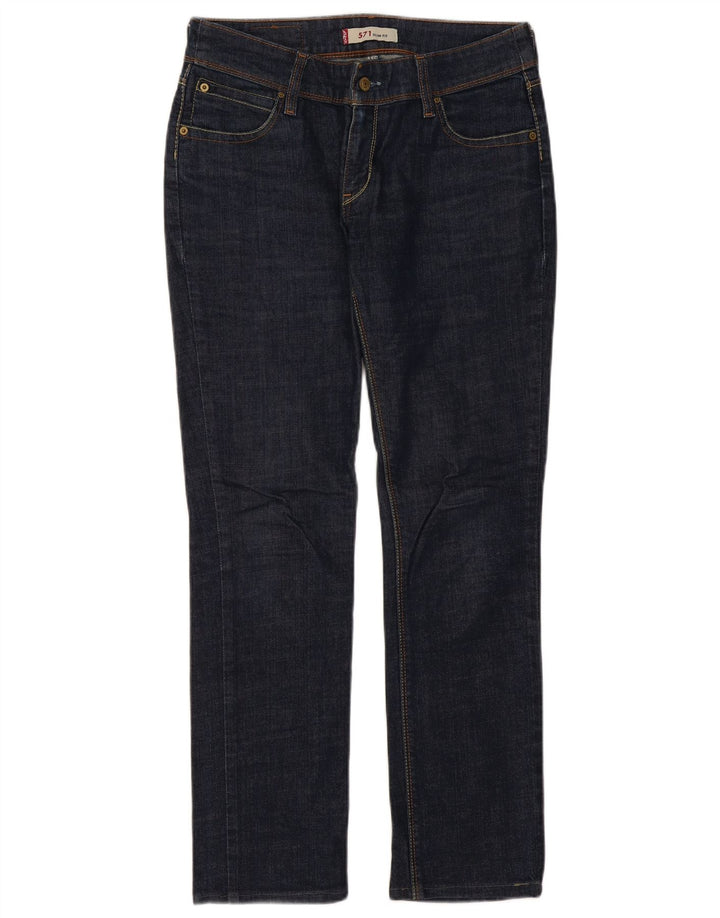 LEVI'S Dame 571 Slim Jeans W32 L30 Marineblå Bomuld