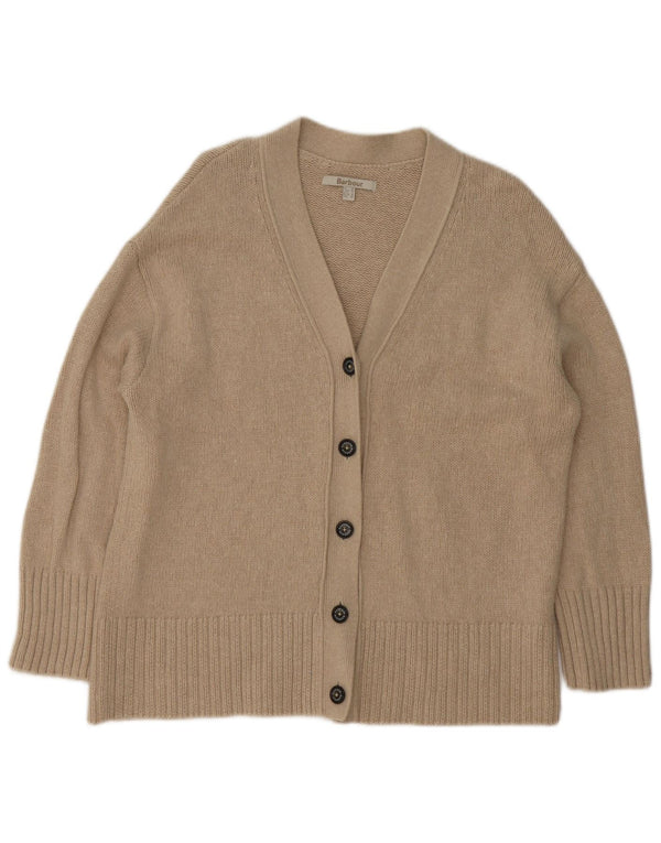 Barbour Womens Oversized Cardigan Sweater UK 10 Small Beige Bomuld