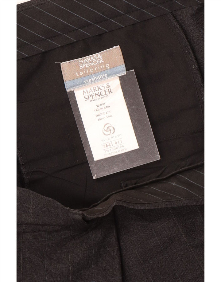 Marks & Spencer Lige jakkesæt til herrebukser W44 L31 Grå ternet polyester
