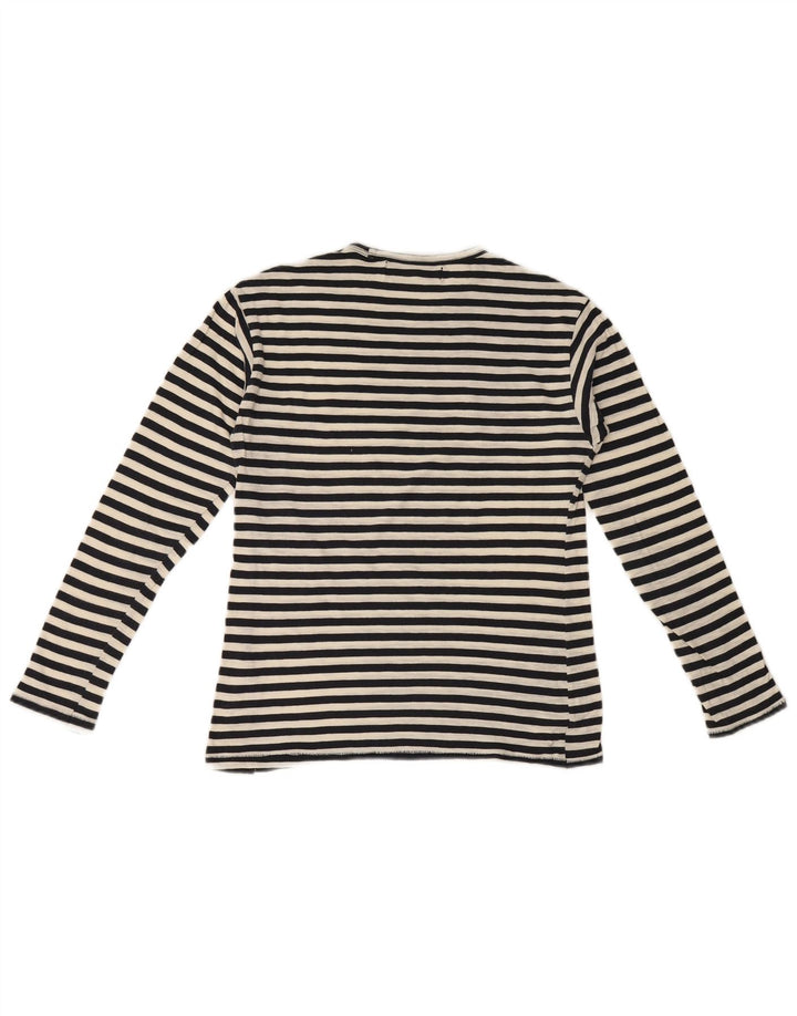 Zara Dame Top Langærmet UK 10 Lille Sort Stribet
