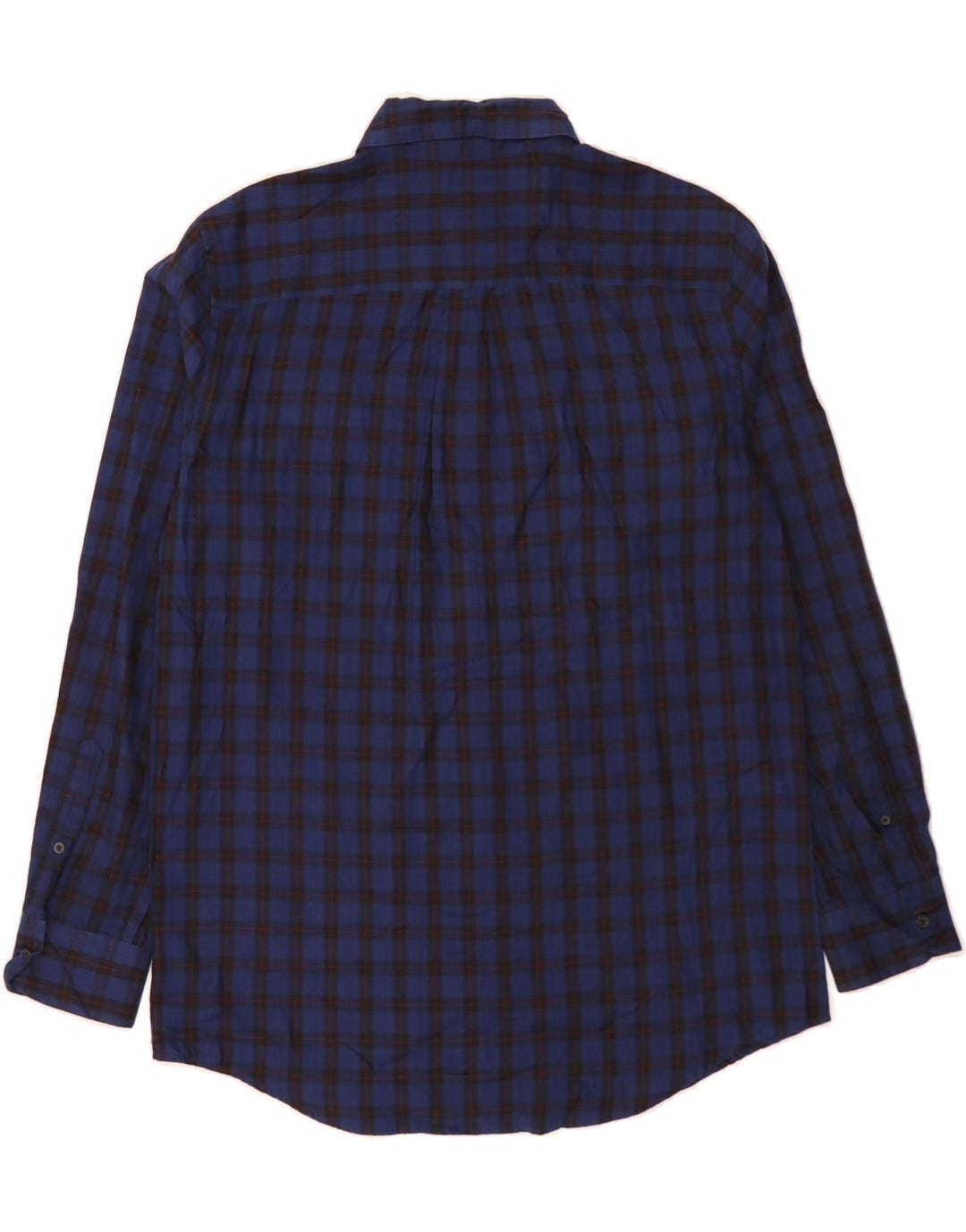 CHAPS Mens Easy Care Shirt Medium Navy Blue Check Cotton Vintage Chaps and Second-Hand Chaps from Messina Hembry 