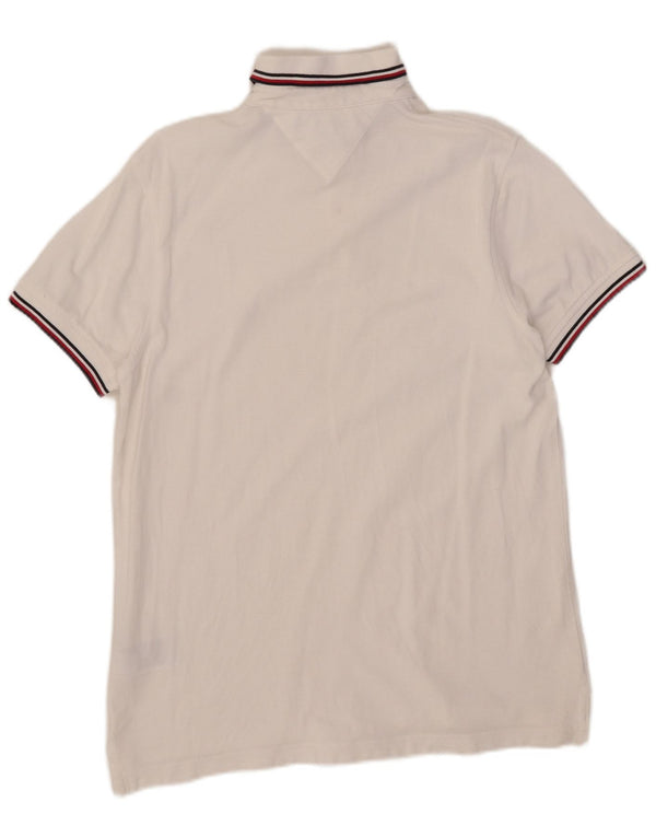 Tommy Hilfiger Herre Slim Fit Polo Shirt Medium White Bomuld