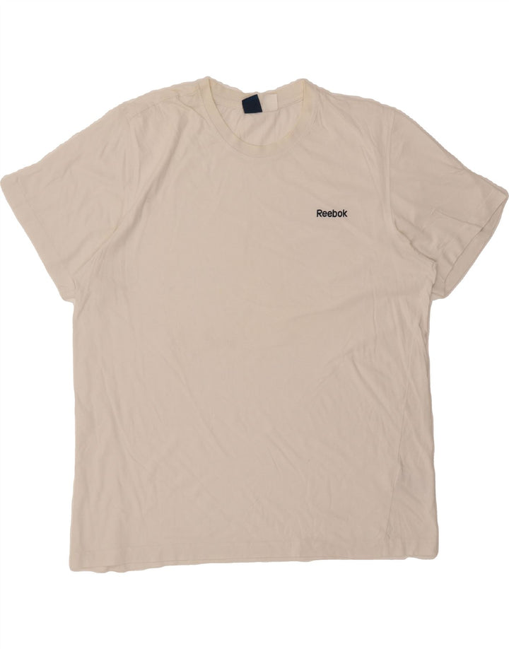 REEBOK Mens T-Shirt Top XL Off White Cotton Vintage Reebok and Second-Hand Reebok from Messina Hembry 