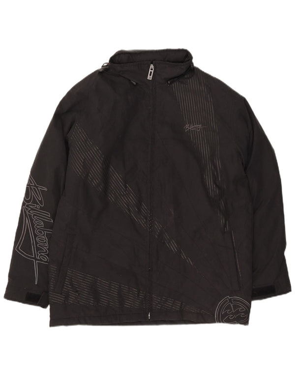 Billabong Dame Grafisk Hooded Windbreaker Jacket US 14 XL Sort Stribet