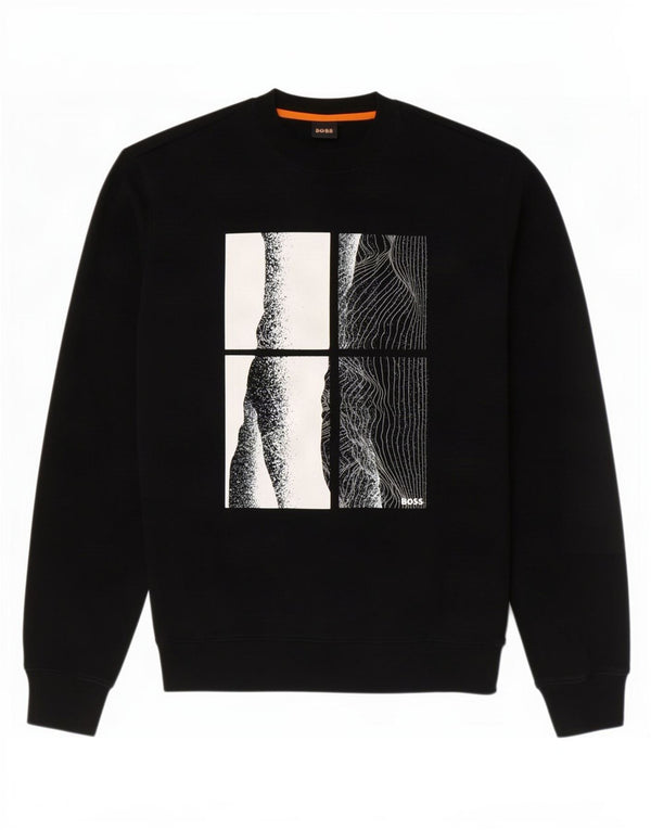Hugo Boss Herre grafisk sweatshirt Jumper Medium Sort Bomuld